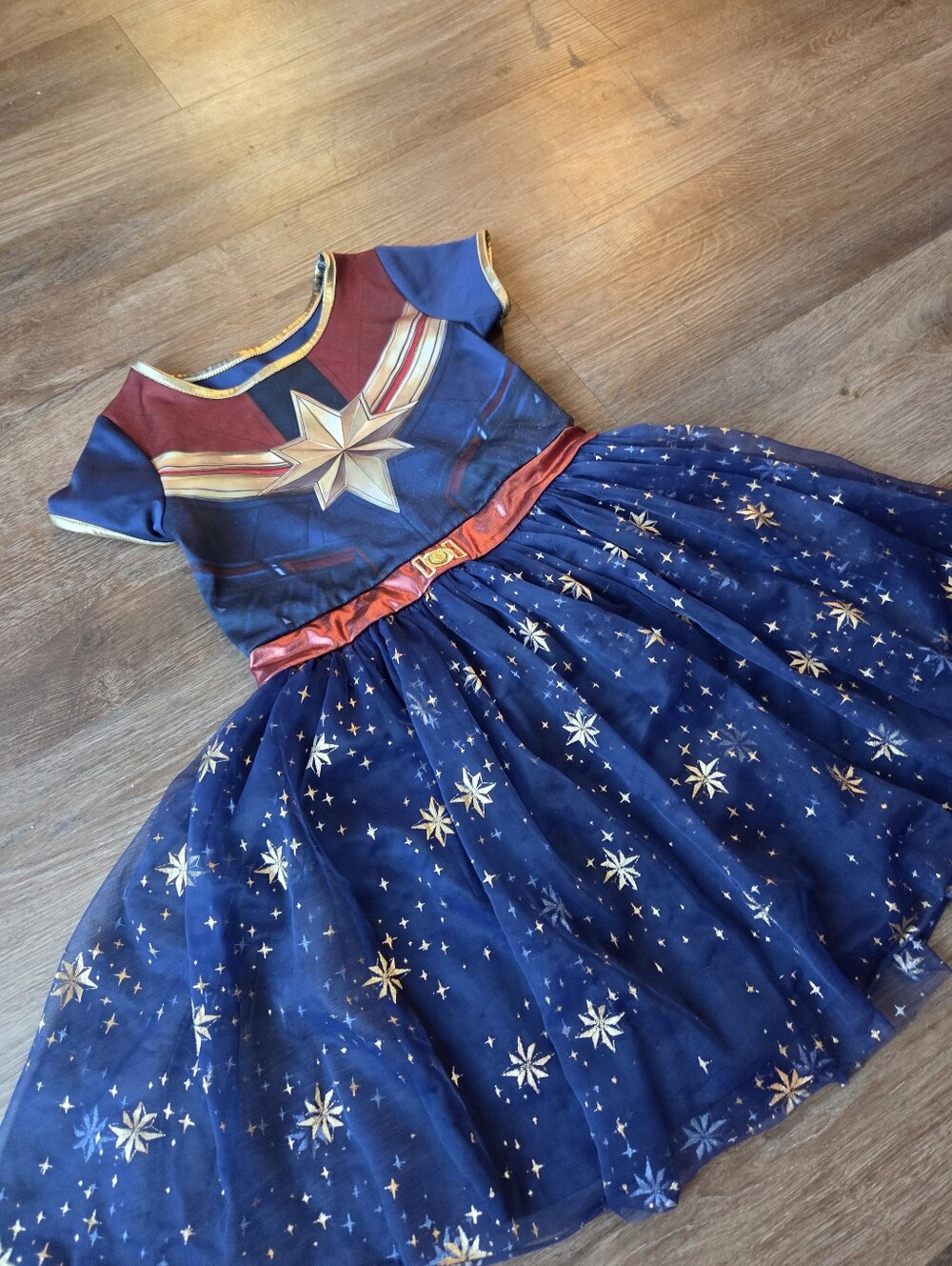 Disney Avengers Captain Marvel Cosplay Tutu Tulle Dress Halloween Costume sz 7-8 - Picture 3 of 11